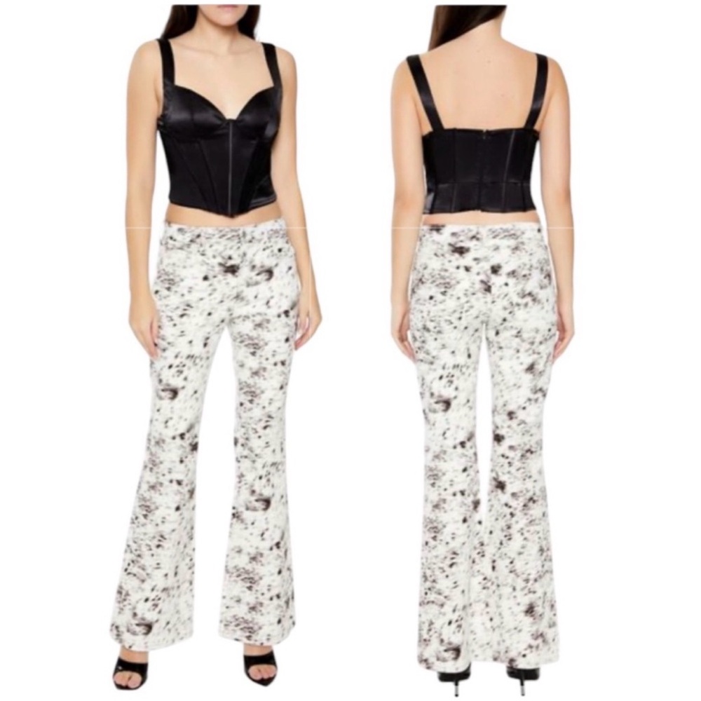 Print flare jeans
